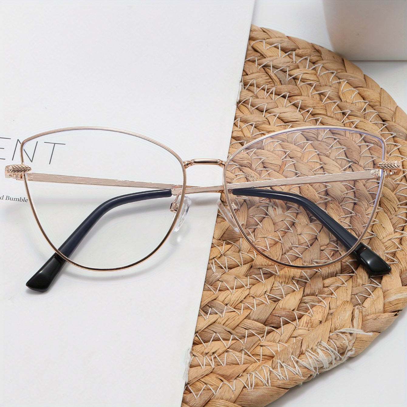 Cat Eye Blue Light Glasses Clear Lens Metal Glasses For Computer