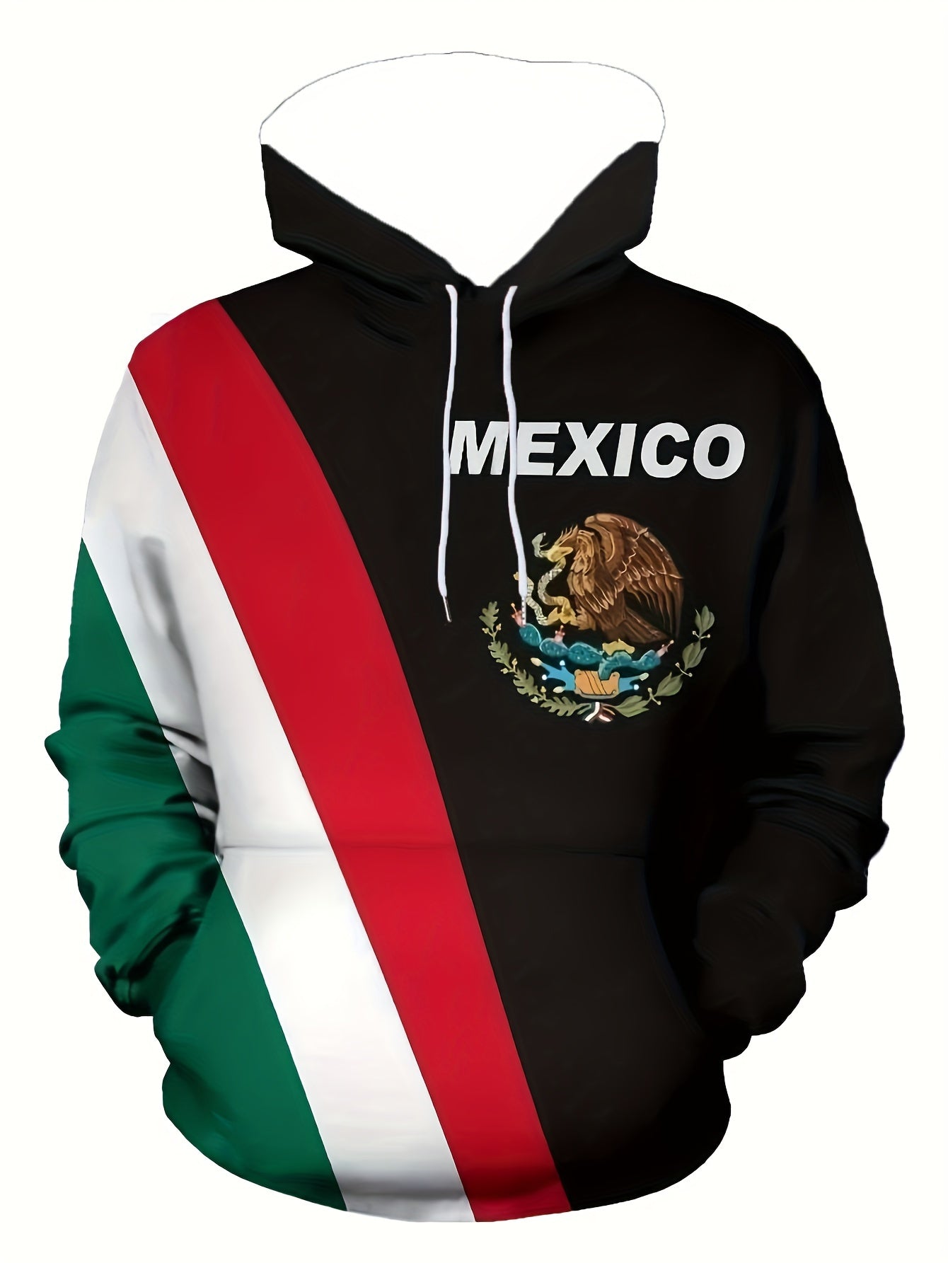 Mexican Eagle Print Men's Hooded Sweatshirt