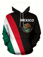 Mexican Eagle Print Men's Hooded Sweatshirt