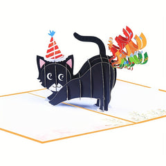 3D Pop Up Birthday Card Cat Farting Confetti Funny Card
