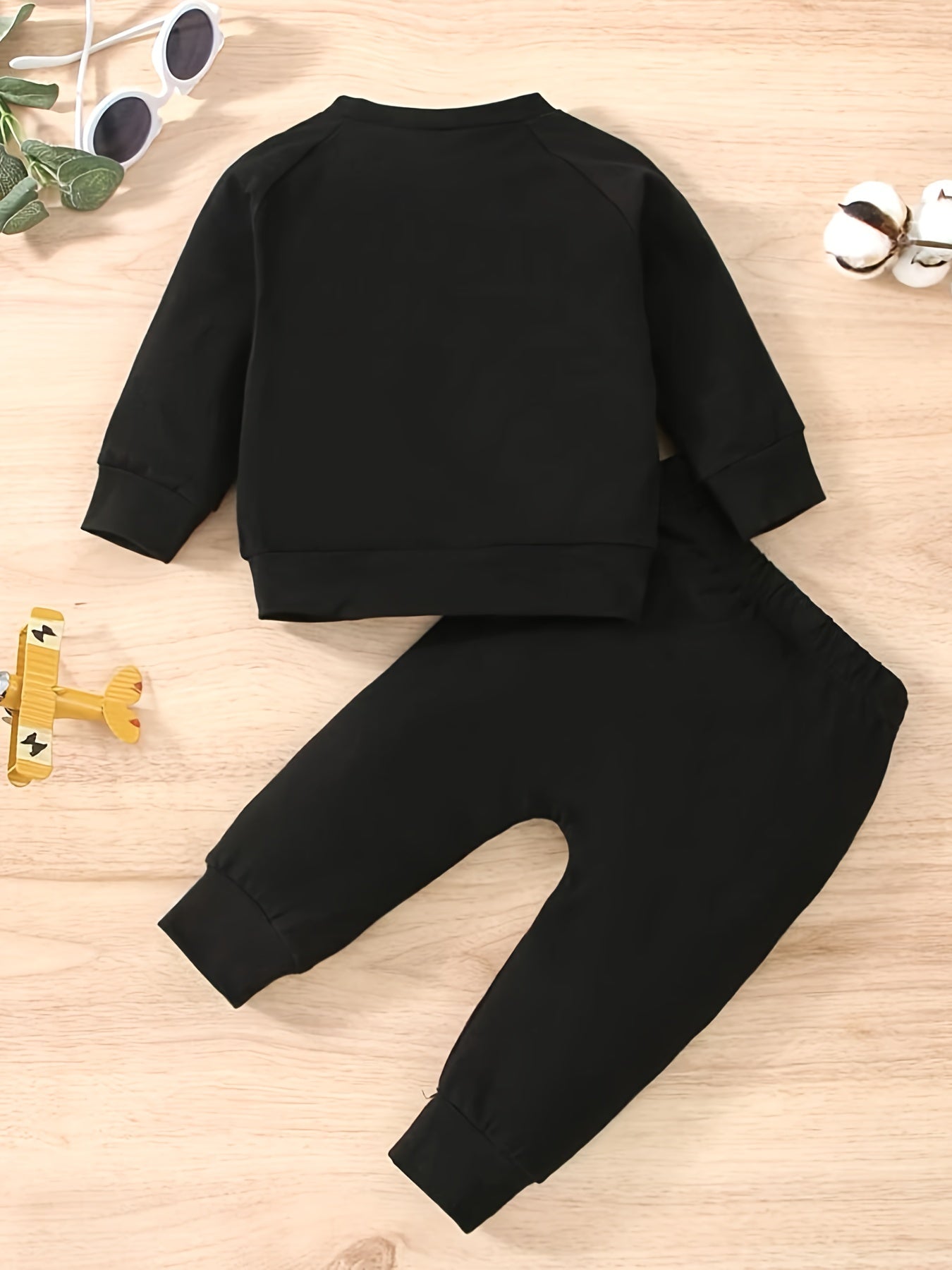 Bear Graphic Baby Boy's 2pcs Sweatshirt & Sweatpants Set for Spring Fall
