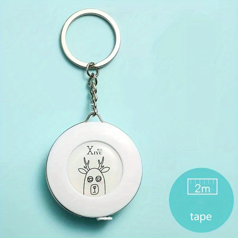 Cartoon Mini Tape Measure Keychain 2m Small Ruler Student Height Centimeter