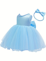 Gala Backless Mesh Dress Baby Princess Formal Gown