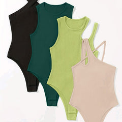 Ribbed Knit Bodysuit 4 Pack Sleeveless Sexy Casual Bodysuits
