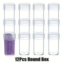 12pcs Clear Round Storage Bottles for DIY Craft and Jewelry
