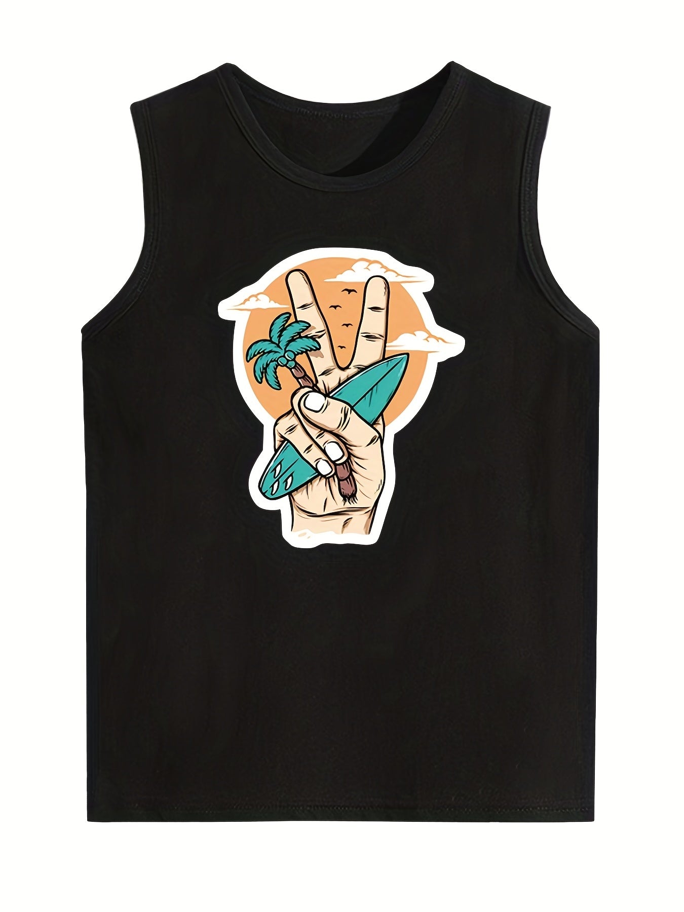 Boys Funny Gesture Print Sport Tank Top for Kids