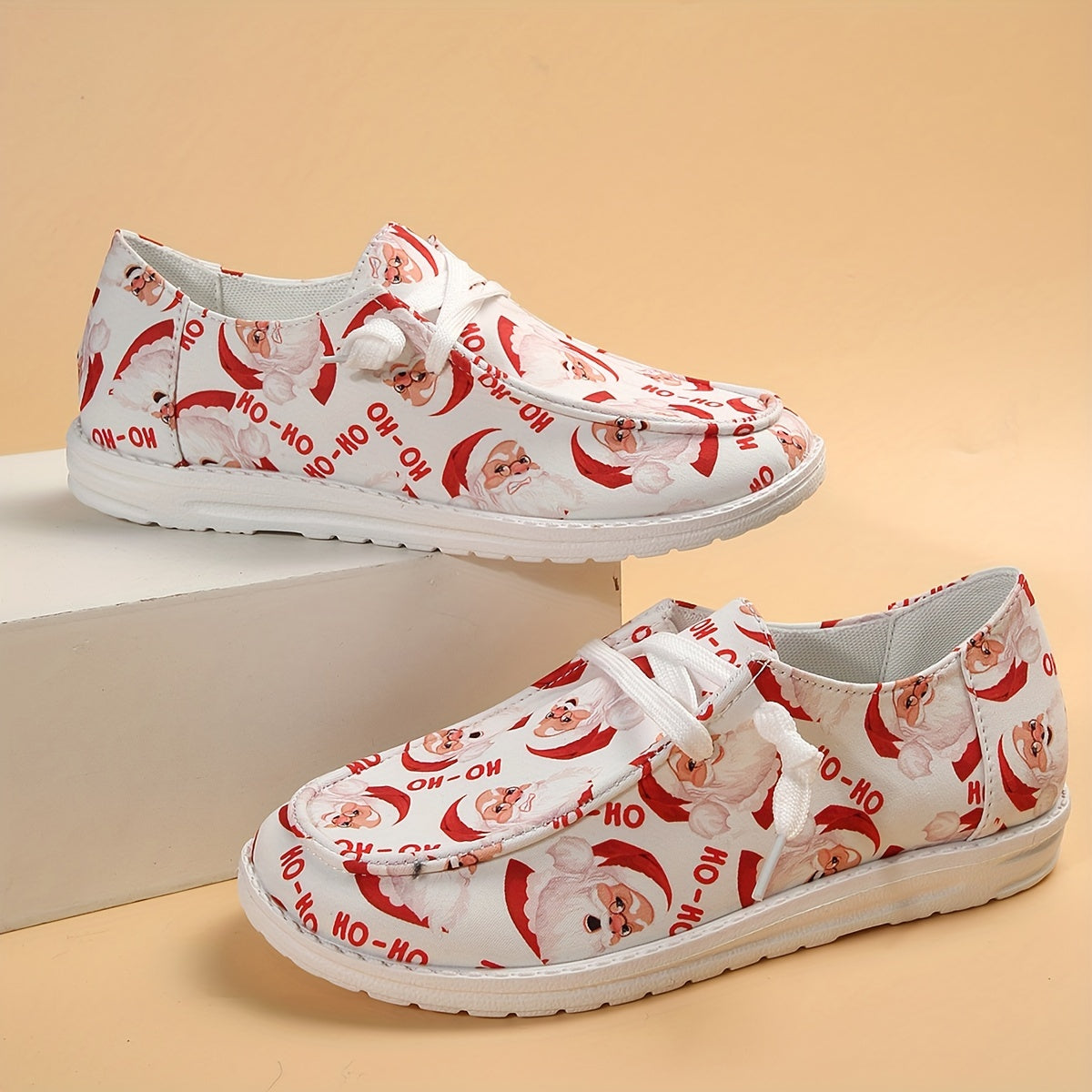 Christmas Elements Print Low Top Sneakers Lightweight Casual Shoes