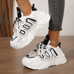 Women's Knit Mesh Sneakers Low Top Platform Shoes