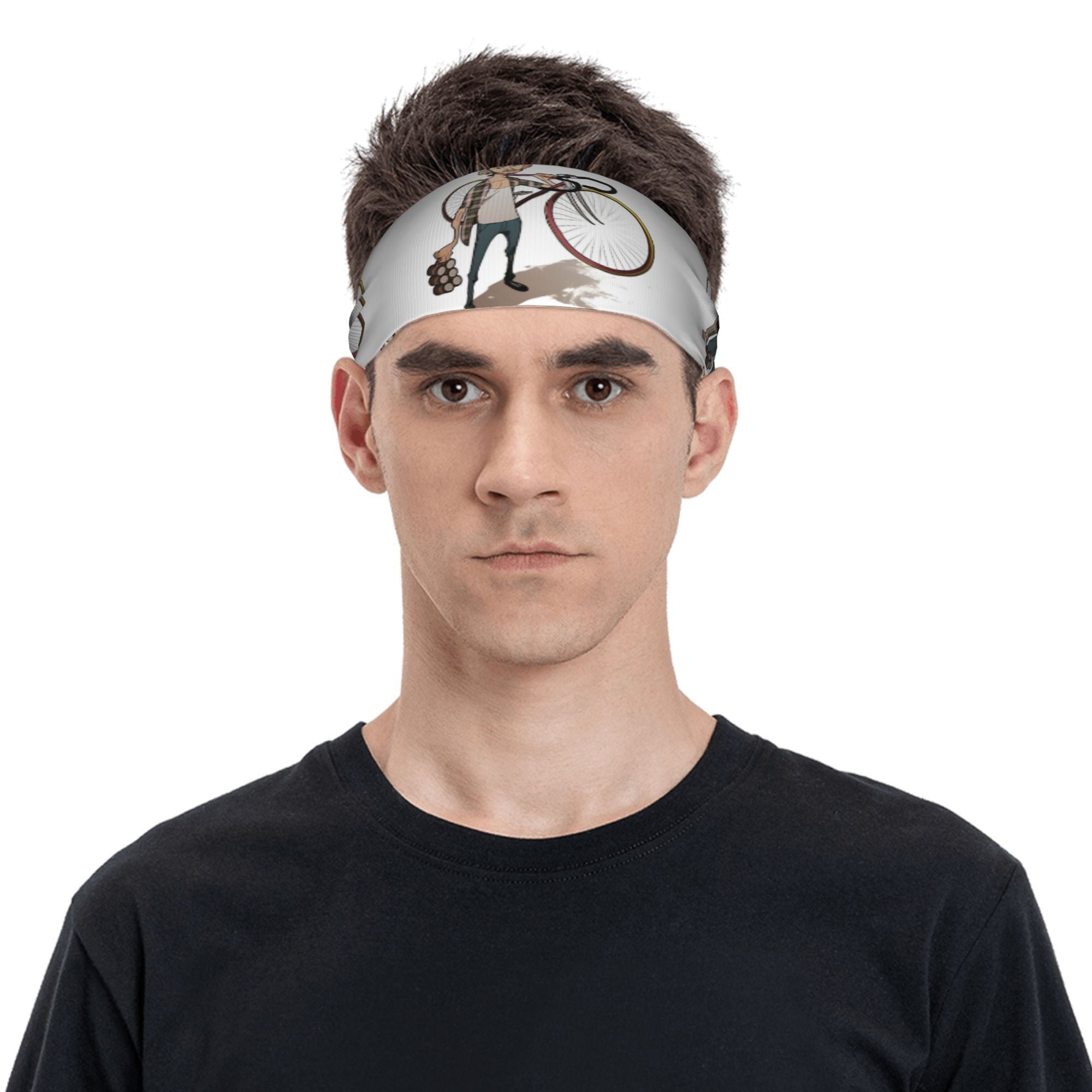 Unisex Bike Print Sports Headband Sweat Wicking Polyester Yoga Gym Running