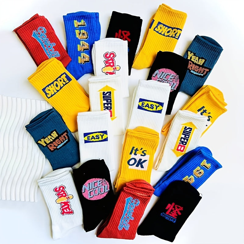 10 Pairs Letter Print Mid Tube Socks Women's Stockings