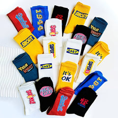 10 Pairs Letter Print Mid Tube Socks Women's Stockings