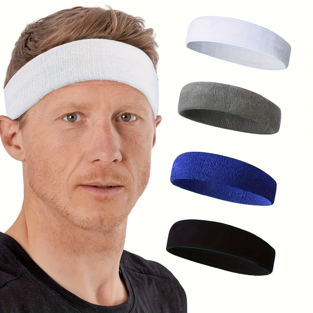 4pcs Sweat Wicking Towel Headbands for Men Stylish Nylon Yoga & Fitness Bands