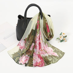 Thin Chiffon Printed Silk Scarf Chiffon Shawl Neckerchief Head Wrap