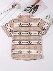 Boys Geometric Striped Shirt Casual Summer Kids Clothes
