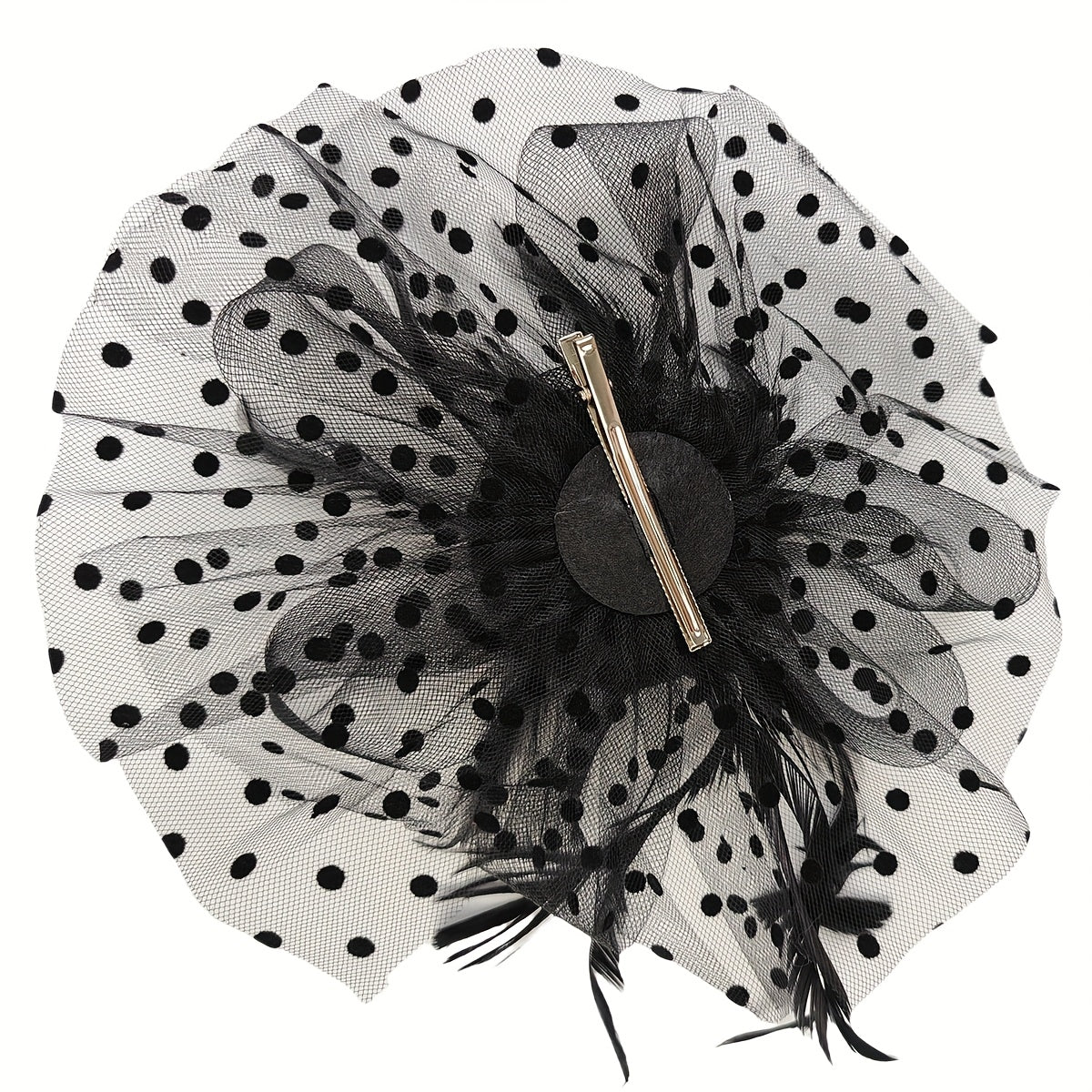 Pink Floral Fascinators Hat & Hair Ties Mesh Feather Hair Clips for Women