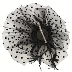 Pink Floral Fascinators Hat & Hair Ties Mesh Feather Hair Clips for Women