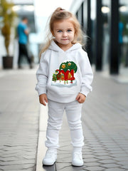 Winter House Print 2pcs Hoodies Jogger Pants Set For Sports Boys