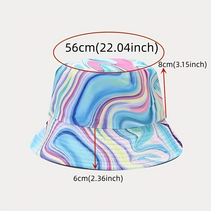 Kids Graffiti Sunshade Bucket Hat, Double Sided Sun Hat for Outdoor Travel