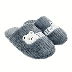 Men's Bear Cozy Plush Slippers Anti-Skid Indoor Winter Shoes