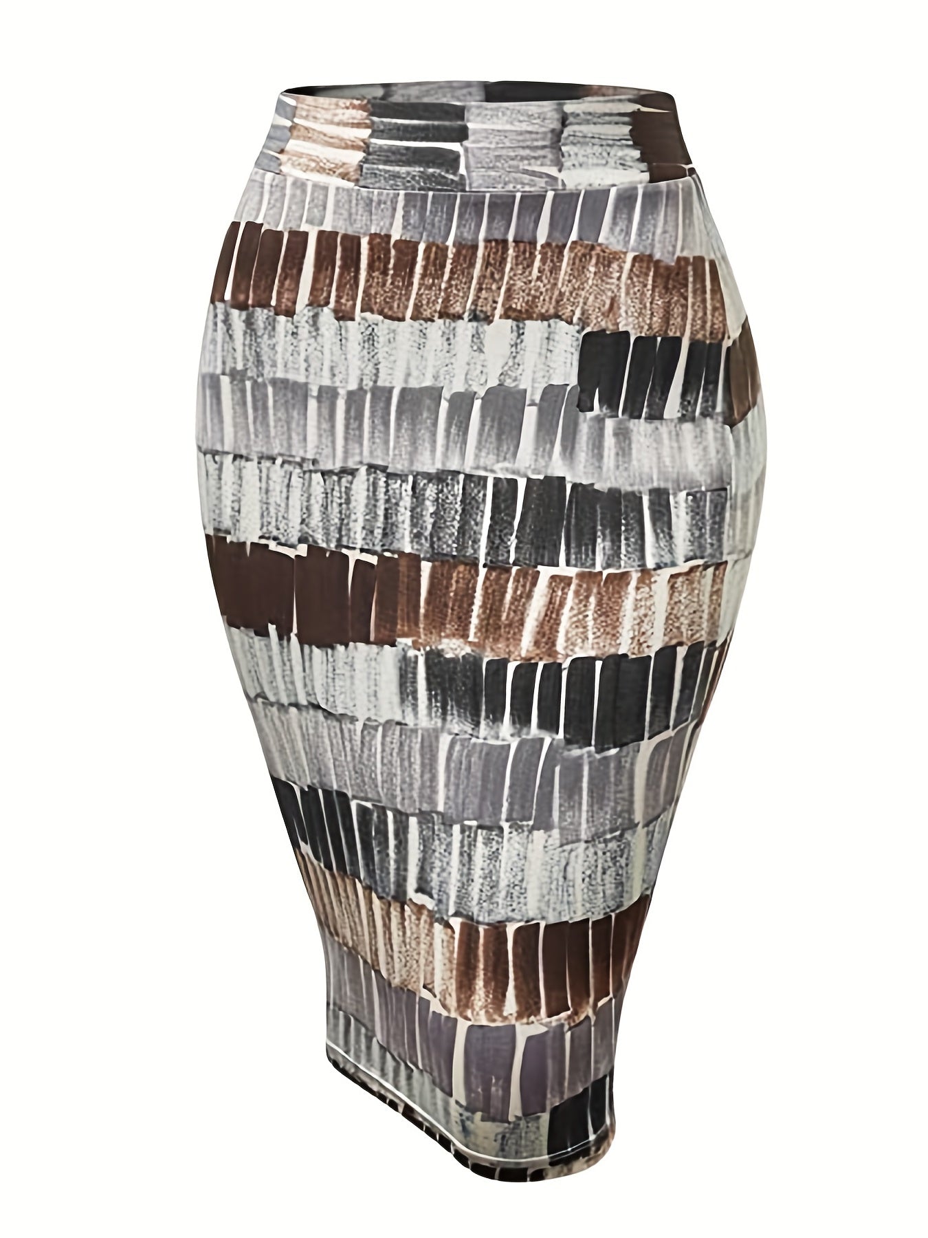 Ethnic Style Bodycon Midi Skirt - High Rise Allover Print