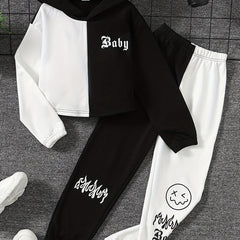 Girl's 2pcs Hoodie & Sweatpants Set BABY Print Casual Outfits