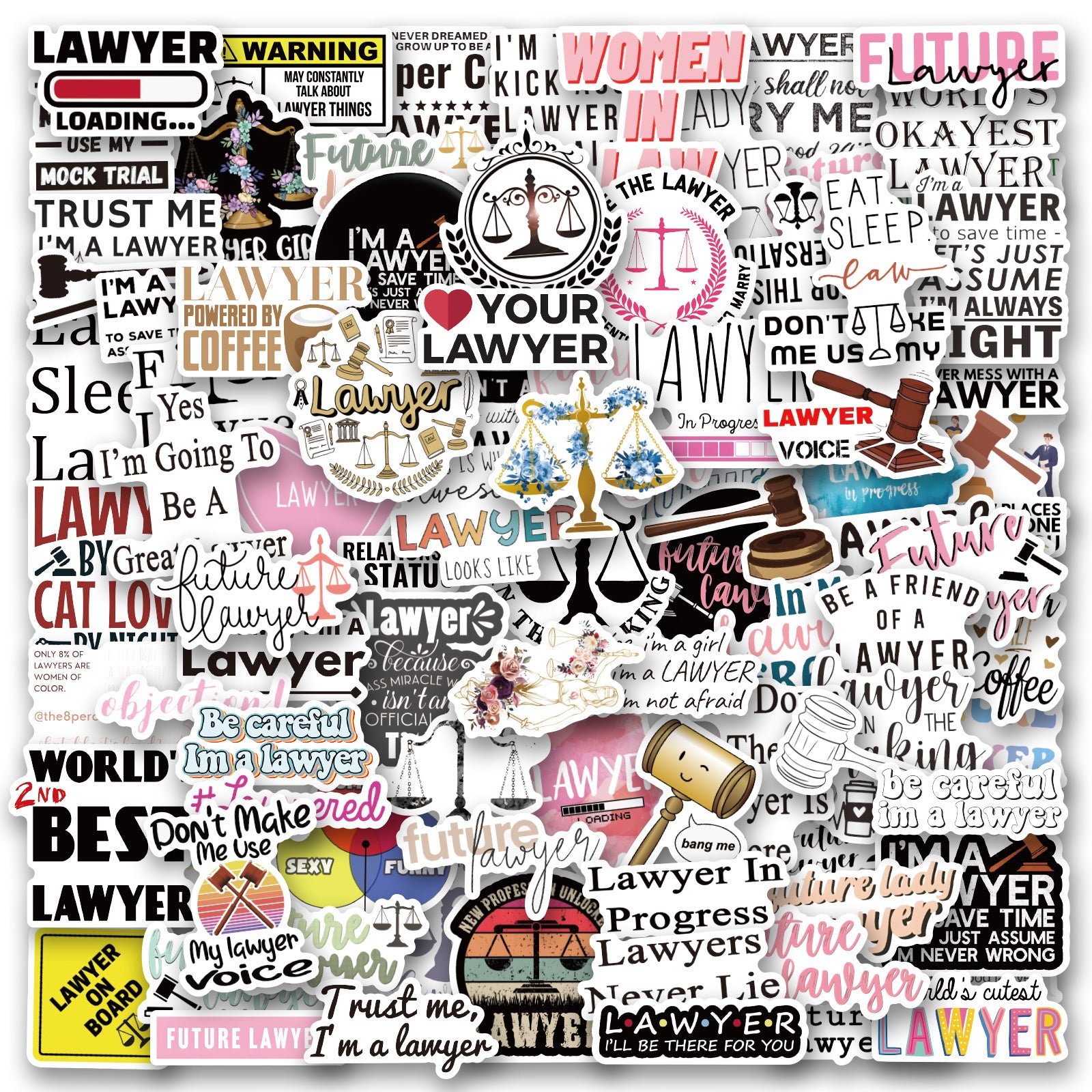 100pcs Scales Of Justice Stickers for Water Bottle Laptop - Lawyer Men Women