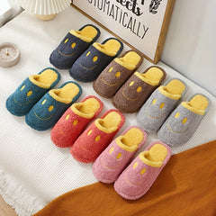 Cozy Smile Face Plush Slippers Warm & Fuzzy Shoes