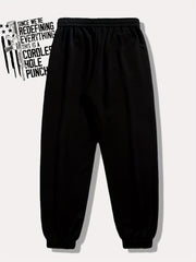 Pattern Print Drawstring Sweatpants Loose Fit Casual Joggers