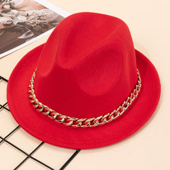 Acrylic Chain Woolen Jazz Top Hat for Gentleman Wedding Jazz Party Dress Cap