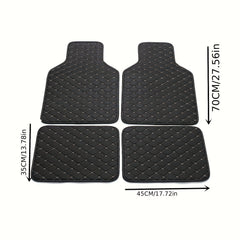 4pcs Waterproof Car Floor Mats Front & Rear Leather Car Carpet