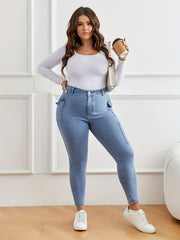 High Rise Stretch Jeans With Pockets