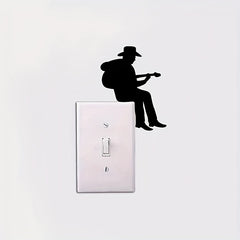 Cowboy Guitar Silhouette Light Switch Sticker Vinyl Music Wall Decor