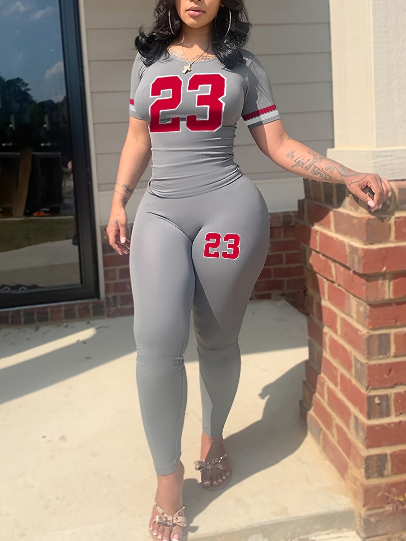 Number Print 2 Piece Set: Crop Top & Leggings