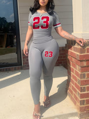 Number Print 2 Piece Set: Crop Top & Leggings
