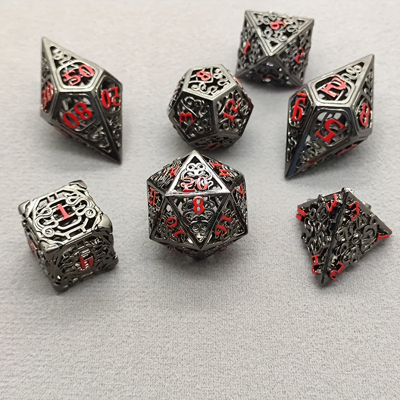 7pcs Digital Hollow Copper Dice Fun Entertainment Game Accessories