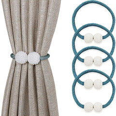 2pcs Faux Pearl Curtain Tiebacks for Blackout & Sheer Windows