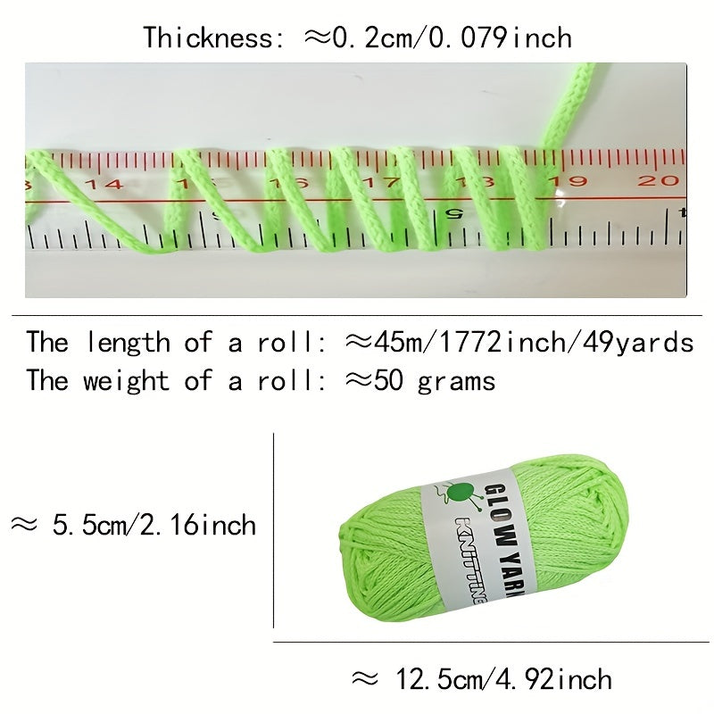 5 Rolls Glow In The Dark Yarn 50g - Hand Knitting Crocheting Bags Accessories