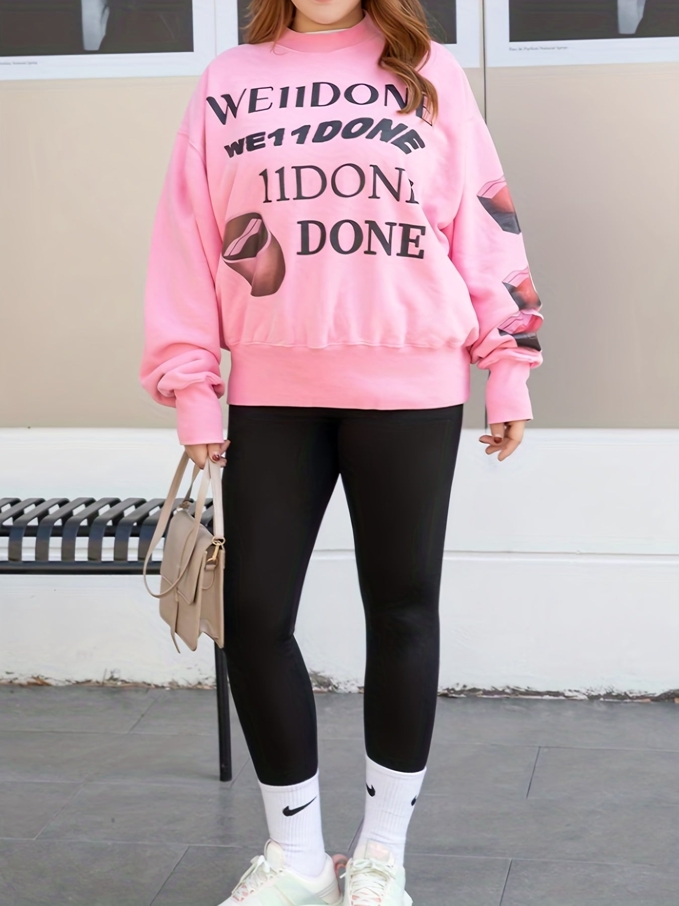Casual Leggings Women's Plus Solid Fleece High Rise Leggings