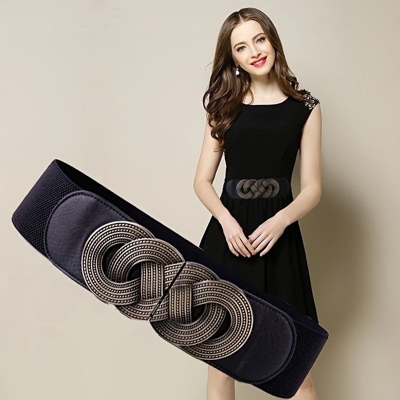Vintage Elastic Wide Belt Women's Waist Cover for Down Jacket