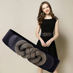 Vintage Elastic Wide Belt Women's Waist Cover for Down Jacket