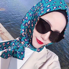 Leopard Print Lace Up Head Scarf Head Wrap Turban Bandana for Women