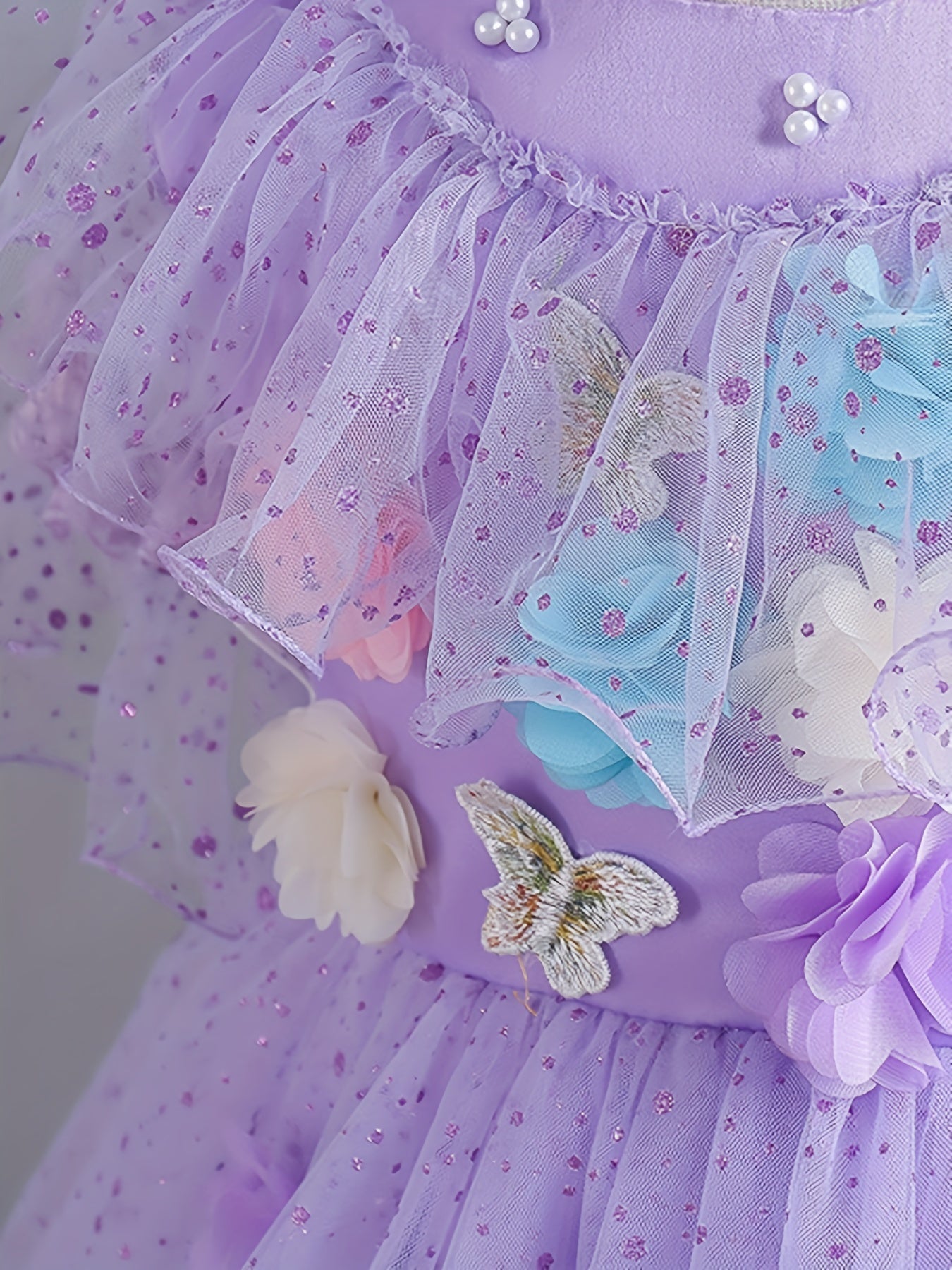 Girls Flower Long Sleeve Princess Dress
