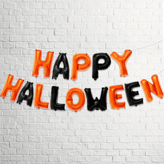 Happy Halloween Banner & Balloons Set - Orange & Black Party Decorations