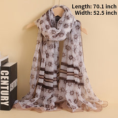 Floral Print Chiffon Scarf Neckerchief Head Wrap Thin Scarf