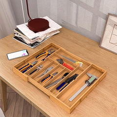 Bamboo Expandable Silverware Organizer Kitchen Drawer Organizer