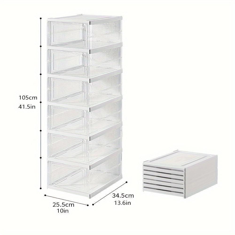 1pc Integrated Plastic Shoes Box Dustproof Folding Shoes Cabinet Shoe Storage