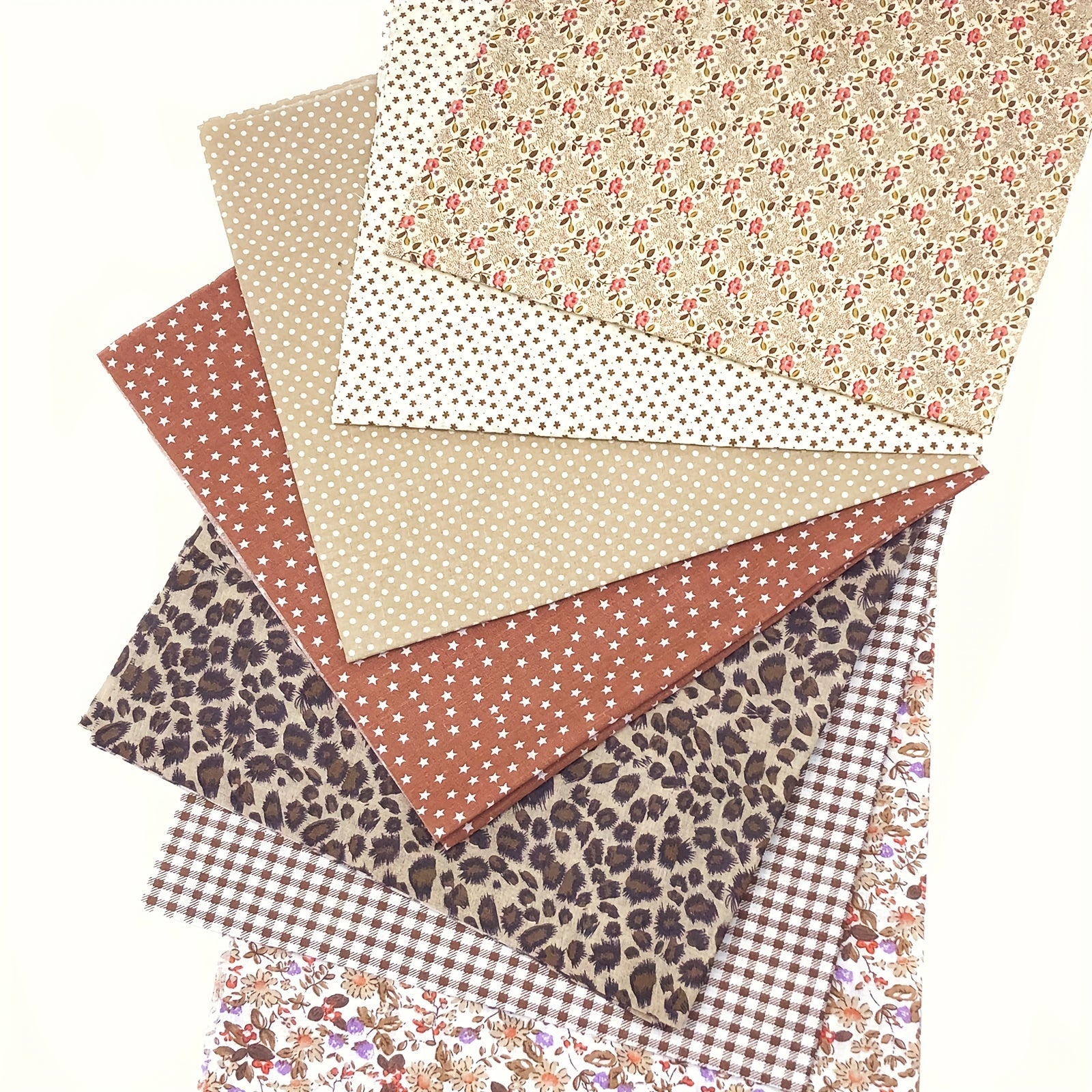 7pcs Coffee Floral Cotton Fabric Quilting Patchwork Fat Quarter Bundles