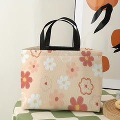 Portable Flowers Printed Lunch Bag Waterproof Insulated Bag