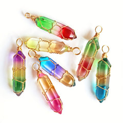 20pcs Hexagonal Crystal Pendant Charms for DIY Jewelry Making