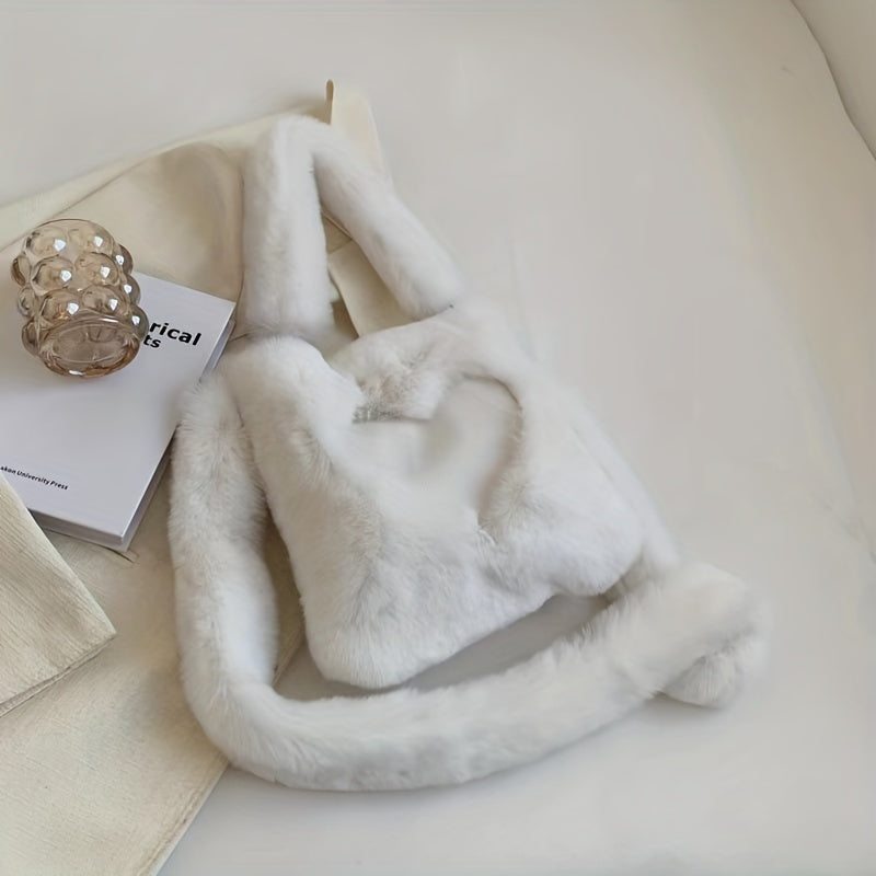 Heart Plush Handbag Casual Fuzzy Shoulder Bag